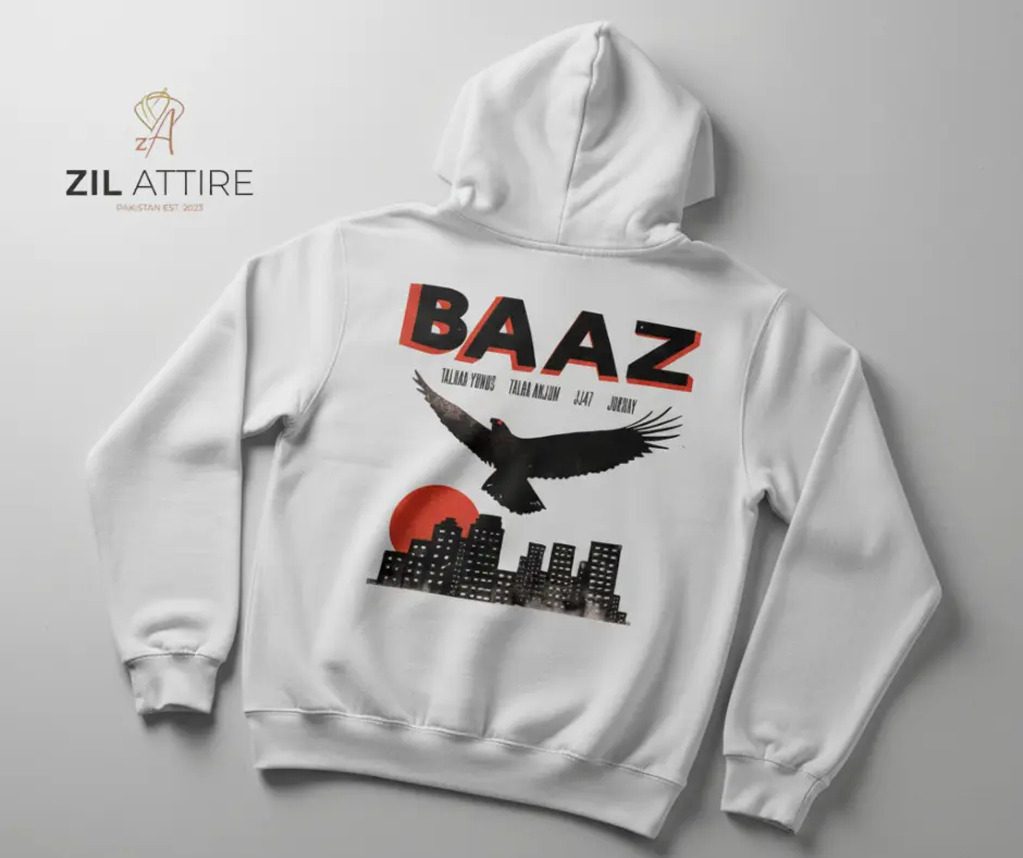 🦅 The Urban Hunter: "BAAZ" Streetwear Hoodie (Black & White)