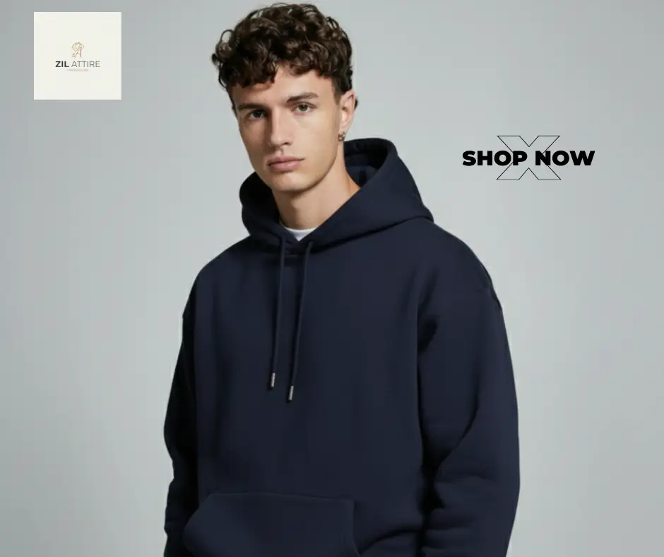 Mens plain Navy blue hoodie