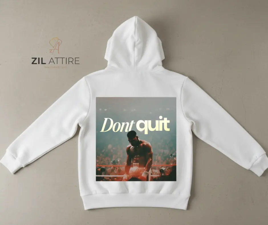 Title: The Grind: 'Don't Quit' Motivational Hoodie